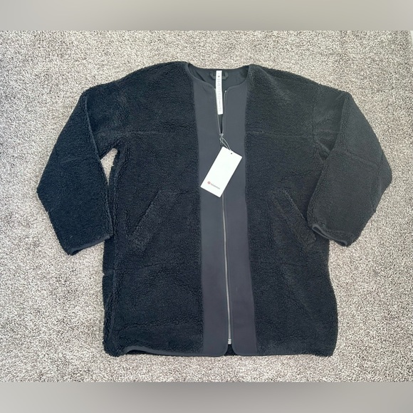 LULULEMON ATHLETICA Collarless Textured Fleece Full Zip Black 8 LL-10 - Picture 4 of 7